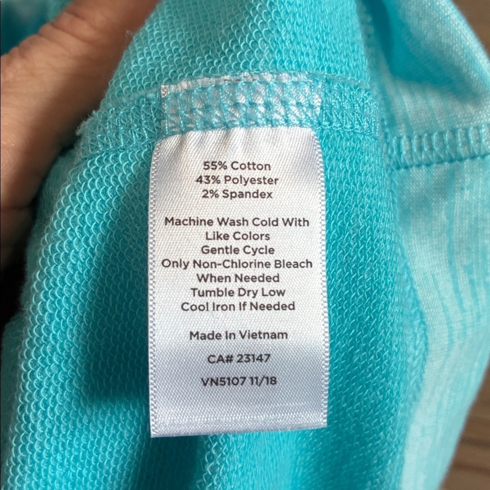 T by Talbots Striated Stand-up Collar Full Zip Jacket Turquoise Women S Athletic - Picture 9 of 11